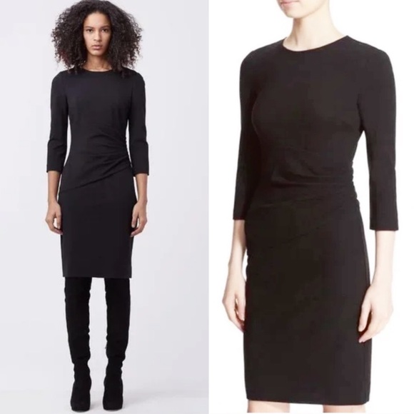 Diane Von Furstenberg Dresses & Skirts - Diane von Furstenberg Glennie 3/4 Black Dress Sz 6 DVF Ponte Knit Ruched